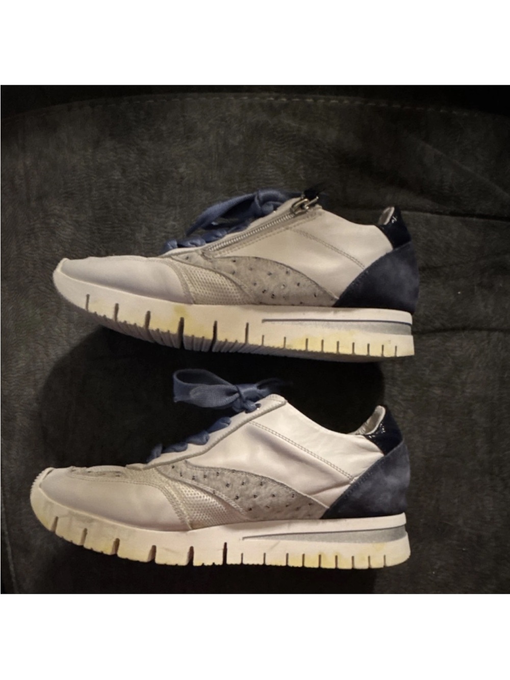 Ron White Blue/White/Grey Sneakers Zip up with Laces - Picture 2 of 6